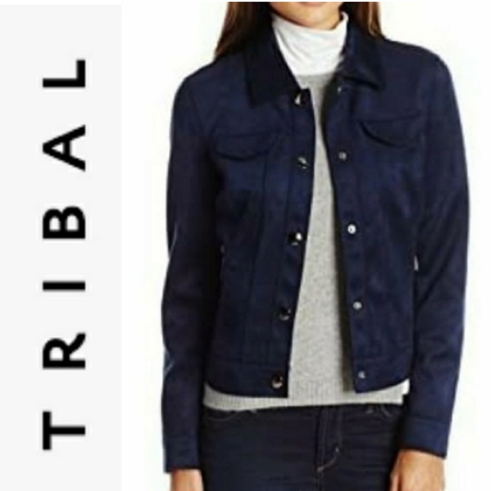 Tribal Blue Jacket Fitted Cropped Style